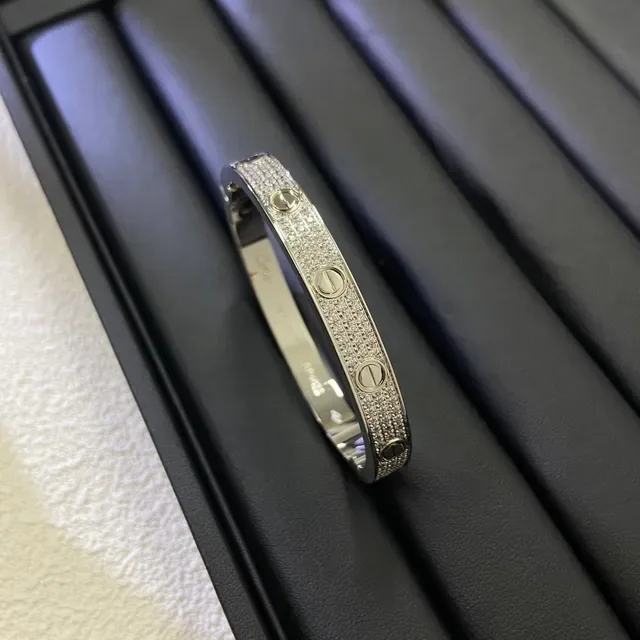 Bracelet Cartier Love Or et Argent à Bisagres Pavé 6