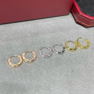 Cartier Love Gold Silver Hinged Circular Hoops Screw-Motif Detailing Earrings