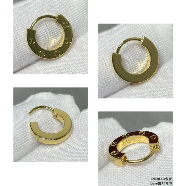 Cartier Love Boucles d'Oreilles Cercles à Charnière en Or et Argent avec Détail de Motif de Vis 2