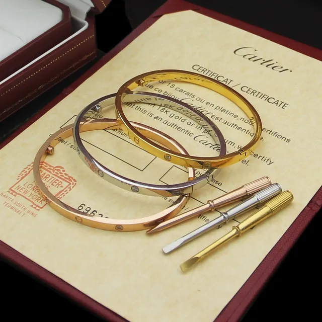 Cartier Love or et argent bracelet rigide motif de vis 6