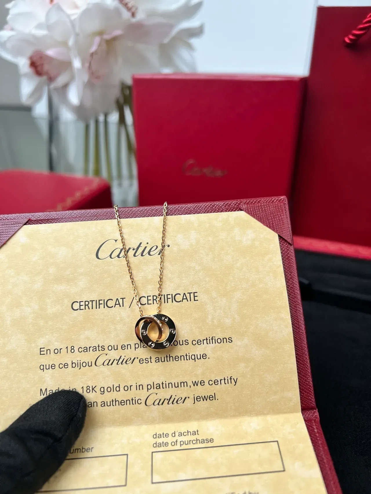 Cartier Love Interlocking Double-Circle Gold Necklace 3