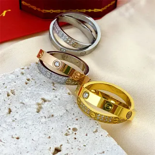 Cartier Love Ring Plata Oro Rosa Oro Amarillo Pavé Anillos de Diamante