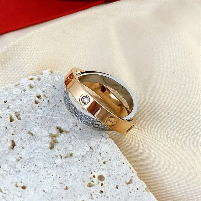 Cartier Love Ring Argent Or Rose Or Jaune Pavé Bagues Diamant 2