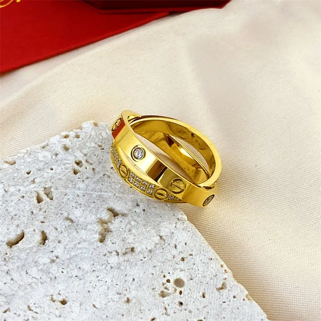 Cartier Love Ring Argent Or Rose Or Jaune Pavé Bagues Diamant 4
