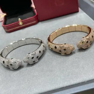 Cartier Panthère Diamond Panther Head Cuff Bracelets