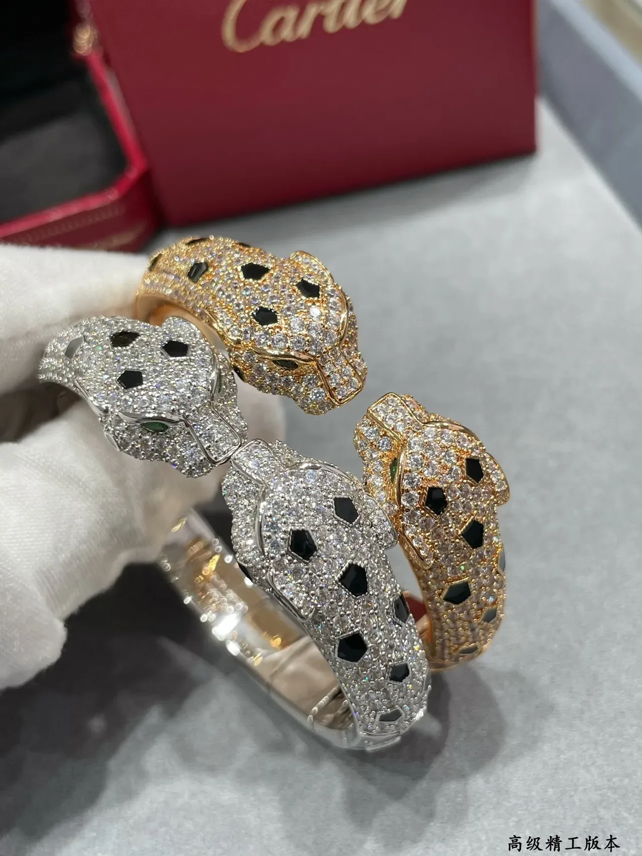 Cartier Panthère Diamond Panther Head Cuff Bracelets 3