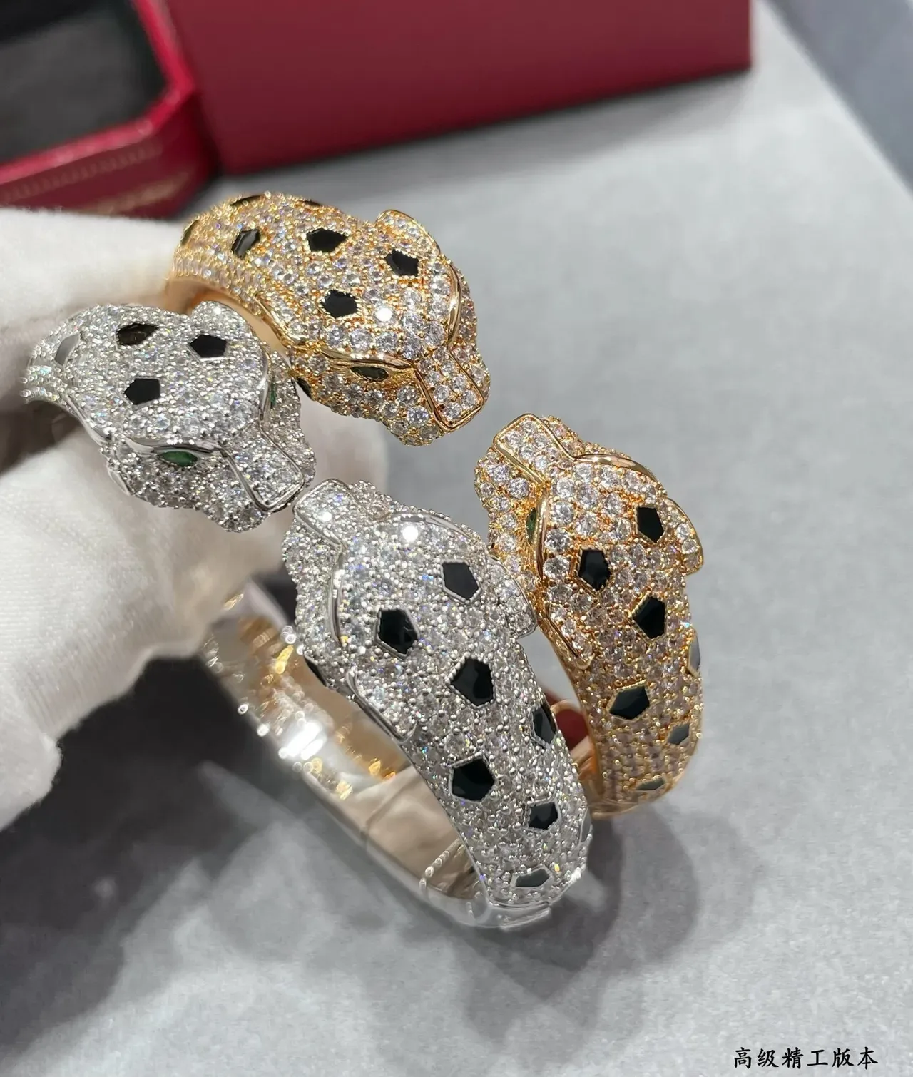 Cartier Panthère Diamond Panther Head Cuff Bracelets 6