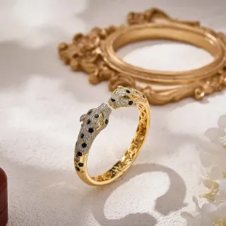Cartier Panthère Dual Panther Head Gold Diamond Onyx Bracelet