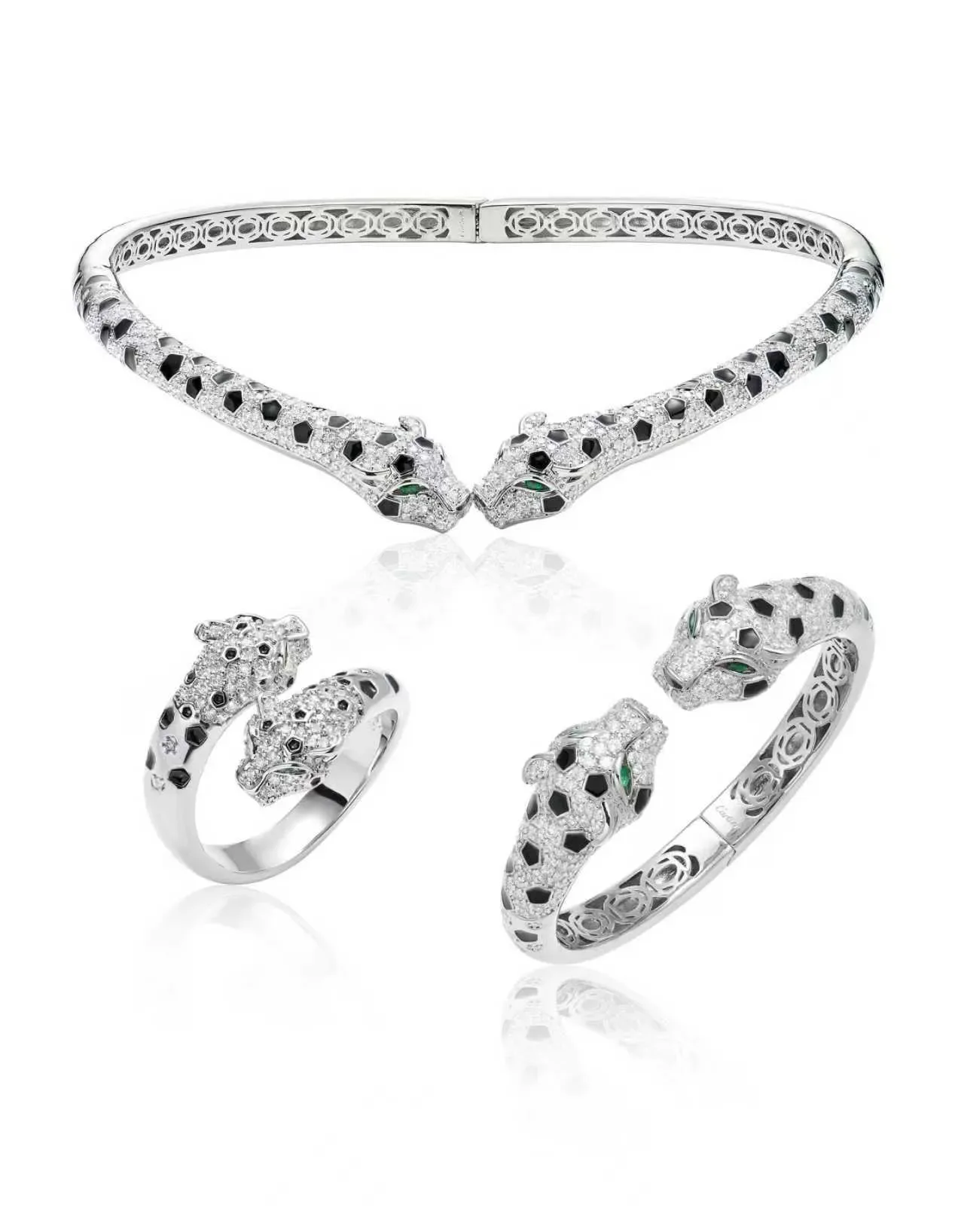 Pulseira Cartier Panthère Dupla Cabeça de Pantera Ouro Diamante Ônix 7