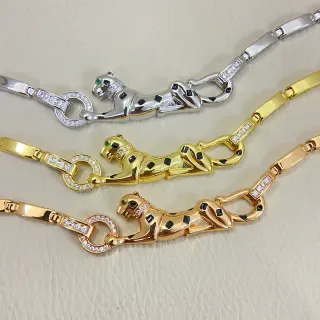 Cartier Panthère Panther Motif Pavé Diamond Onyx Bracelet