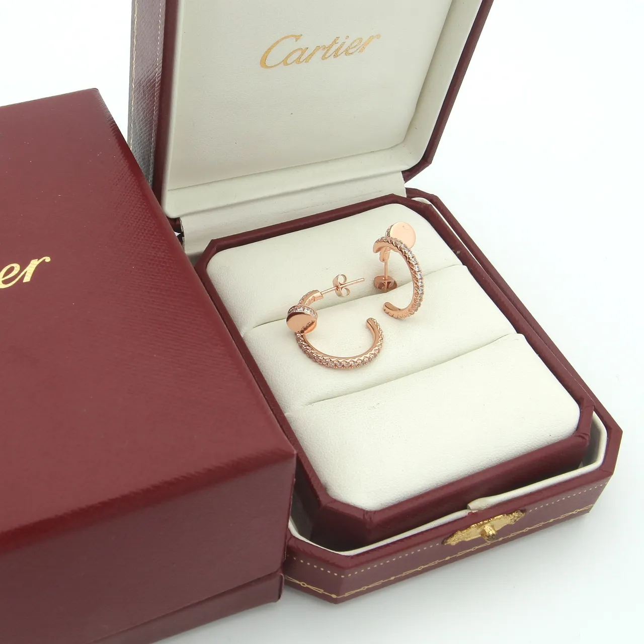 Cartier Pavé-Set Multi-Tone 18K Gold Boucles d'oreilles créoles 2