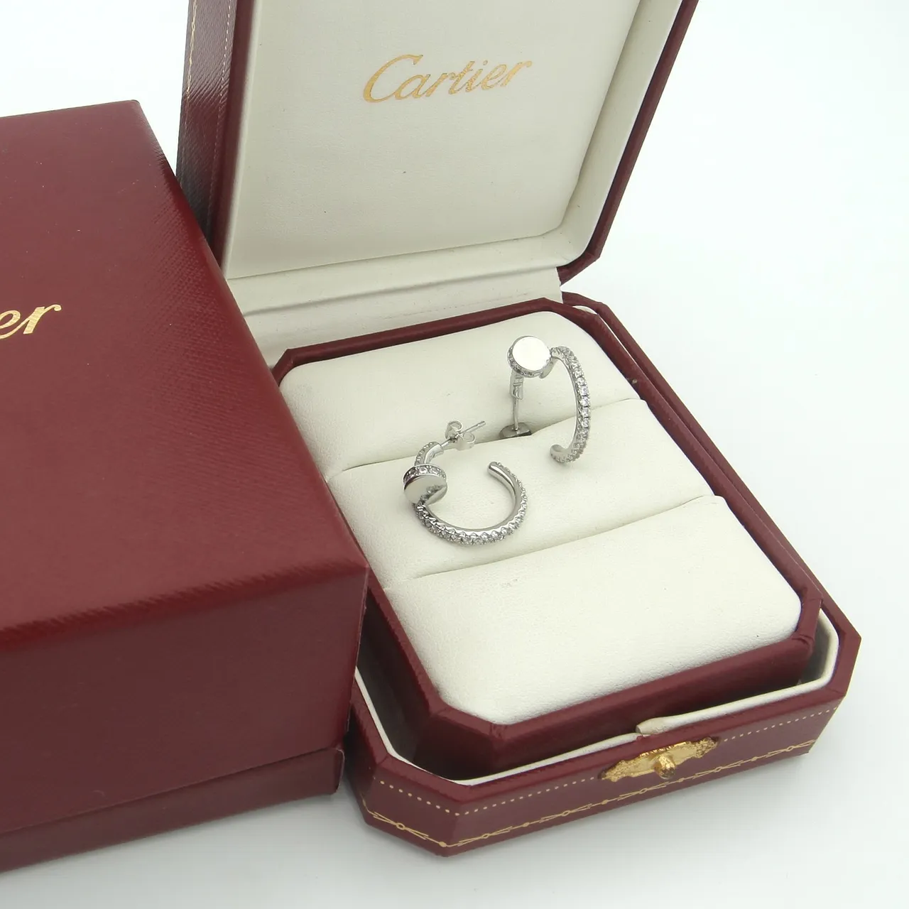 Cartier Pavé-Set Multi-Tone 18K Gold Boucles d'oreilles créoles 3