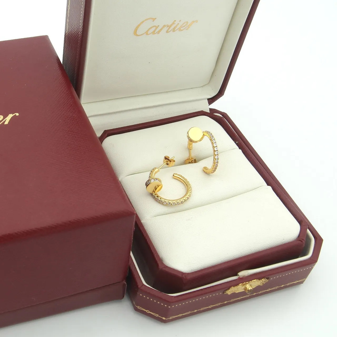 Cartier Pavé-Set Multi-Tone 18K Gold Boucles d'oreilles créoles 4