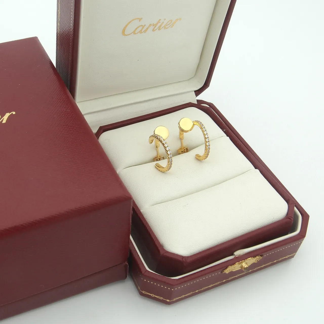 Cartier Pavé-Set Multi-Tone 18K Gold Boucles d'oreilles créoles 5