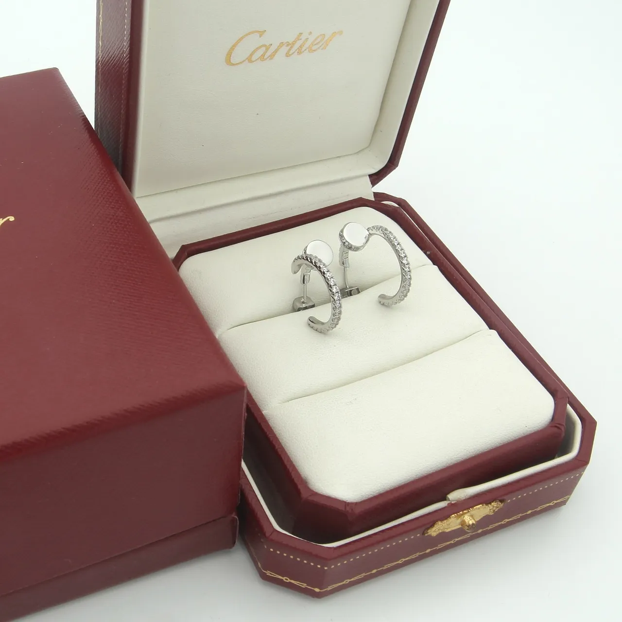 Cartier Pavé-Set Multi-Tone 18K Gold Boucles d'oreilles créoles 6