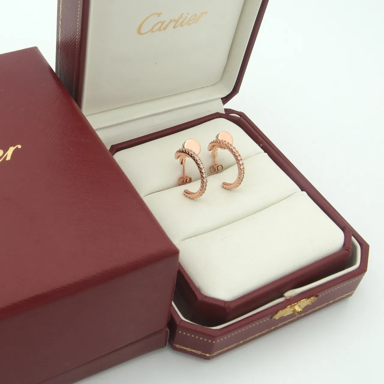 Cartier Pavé-Set Multi-Tone 18K Gold Boucles d'oreilles créoles 7