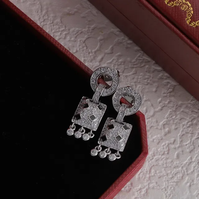 Boucles d'oreilles Cartier Or Rouge Pavé-Set Carrées 5