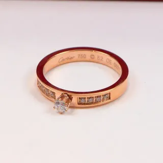Cartier Rose Gold Solitaire Diamond Channel-Set Ring
