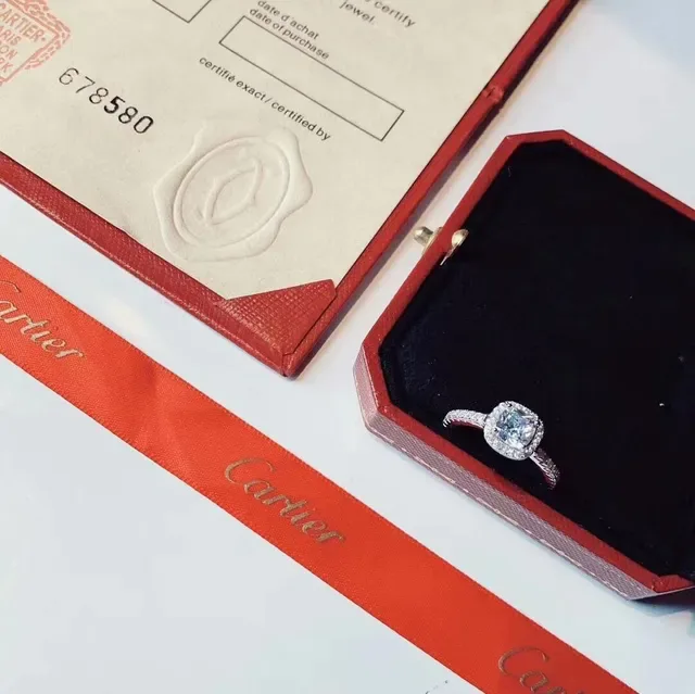 Cartier Silver White Halo Setting Pavé Band Ring 2