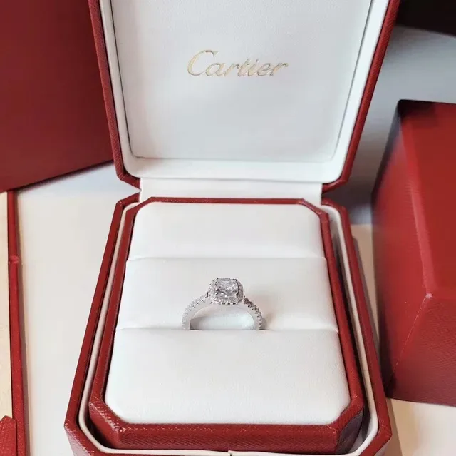 Cartier Silver White Halo Setting Pavé Band Ring 3