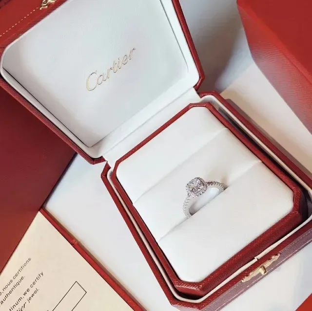 Cartier Silver White Halo Setting Pavé Band Ring 4