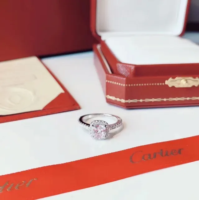 Cartier Silver White Halo Setting Pavé Band Ring 5