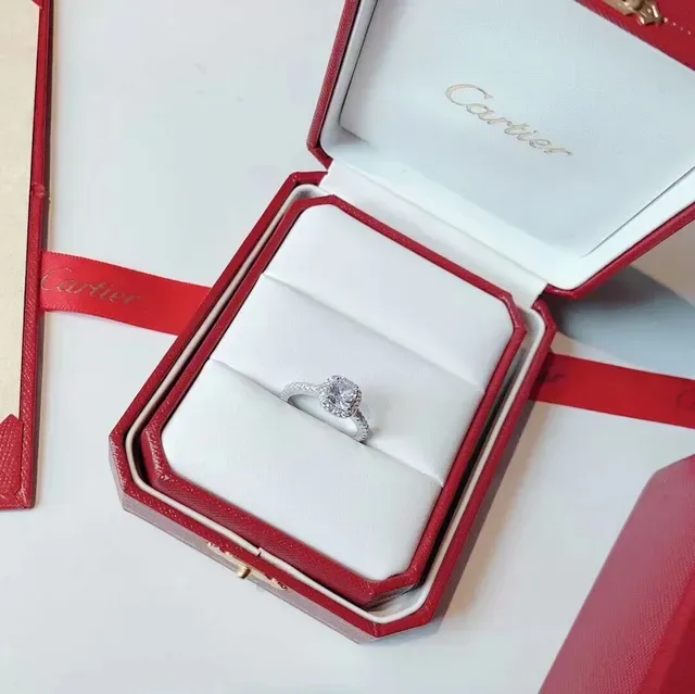 Cartier Silver White Halo Setting Pavé Band Ring 7
