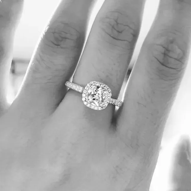 Cartier Silver White Halo Setting Pavé Band Ring 8