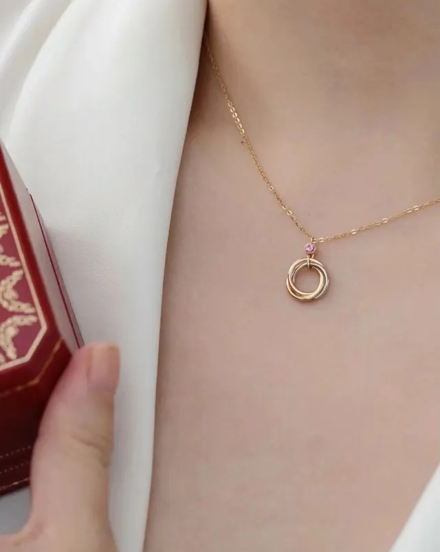 Cartier Trinity Three-Tone Gold Ruby Necklace 3