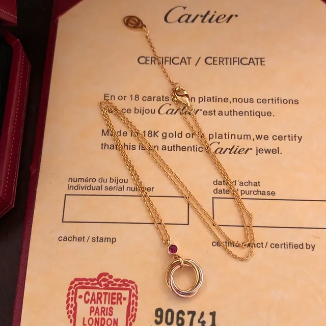 Cartier Trinity Three-Tone Gold Ruby Necklace 8