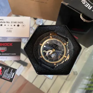 Casio G-Shock أسود ذهبي متين ساعة تناظرية-رقمية
