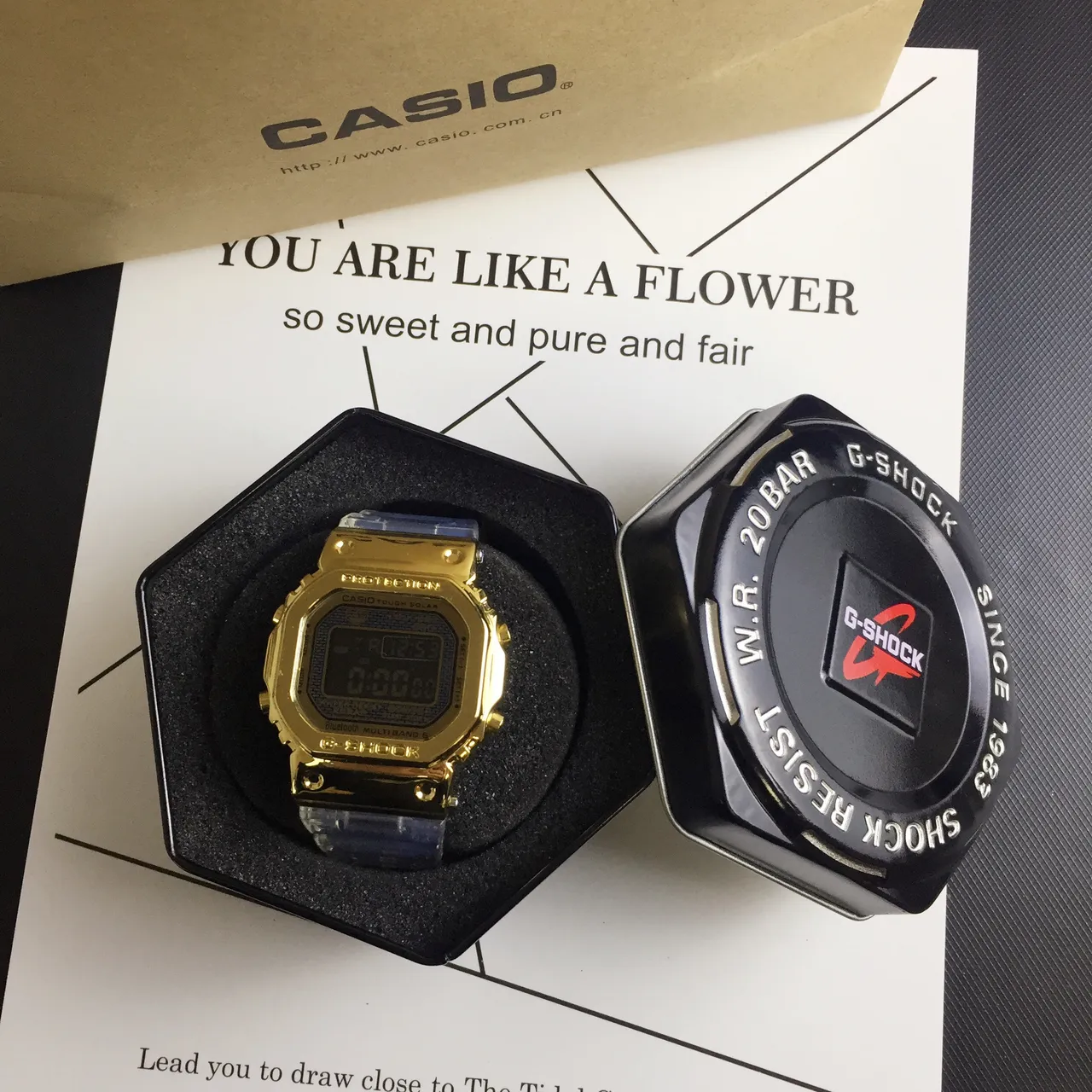 Casio G-Shock DW-5600 Montre en résine transparente dorée 3