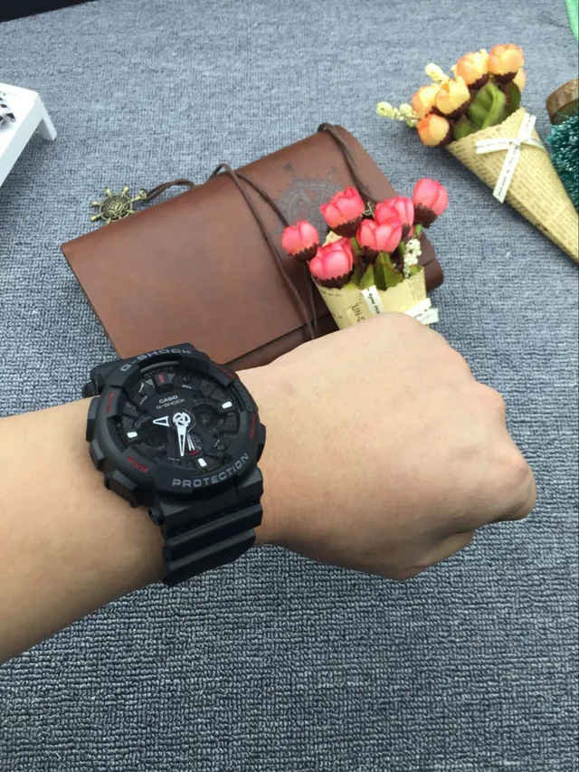 Casio G-Shock GA-100 Black Red Rugged Resin Construction Analog-Digital Hybrid Dial Watch 8