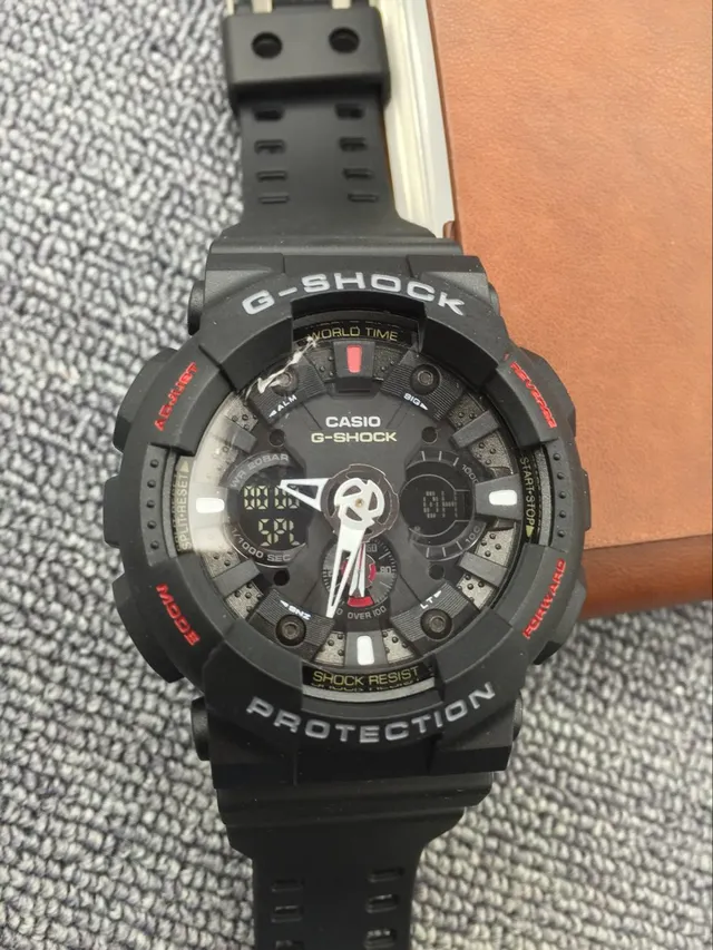 Casio G-Shock GA-100 Black Red Rugged Resin Construction Analog-Digital Hybrid Dial Watch 9