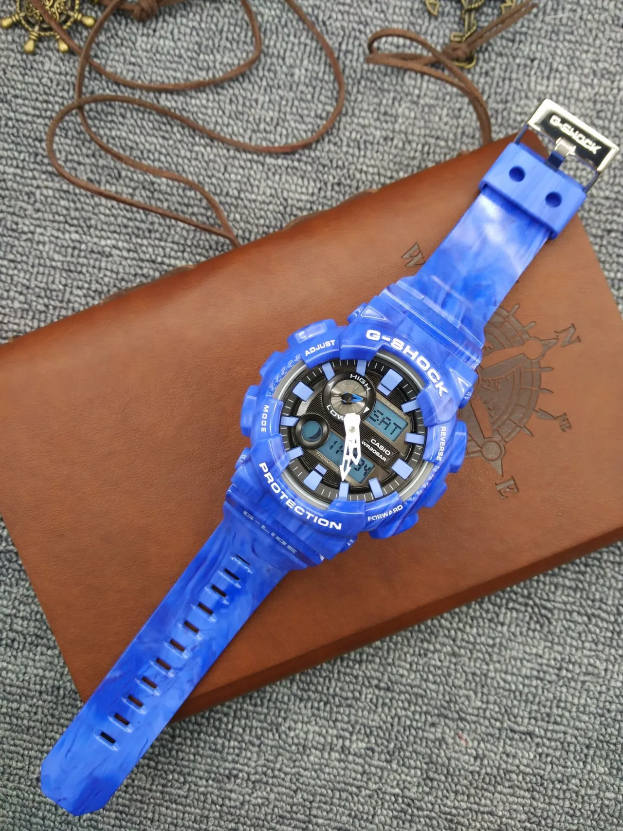 Casio G-Shock GA-100 Série Relógio Esportivo Azul Translúcido 8