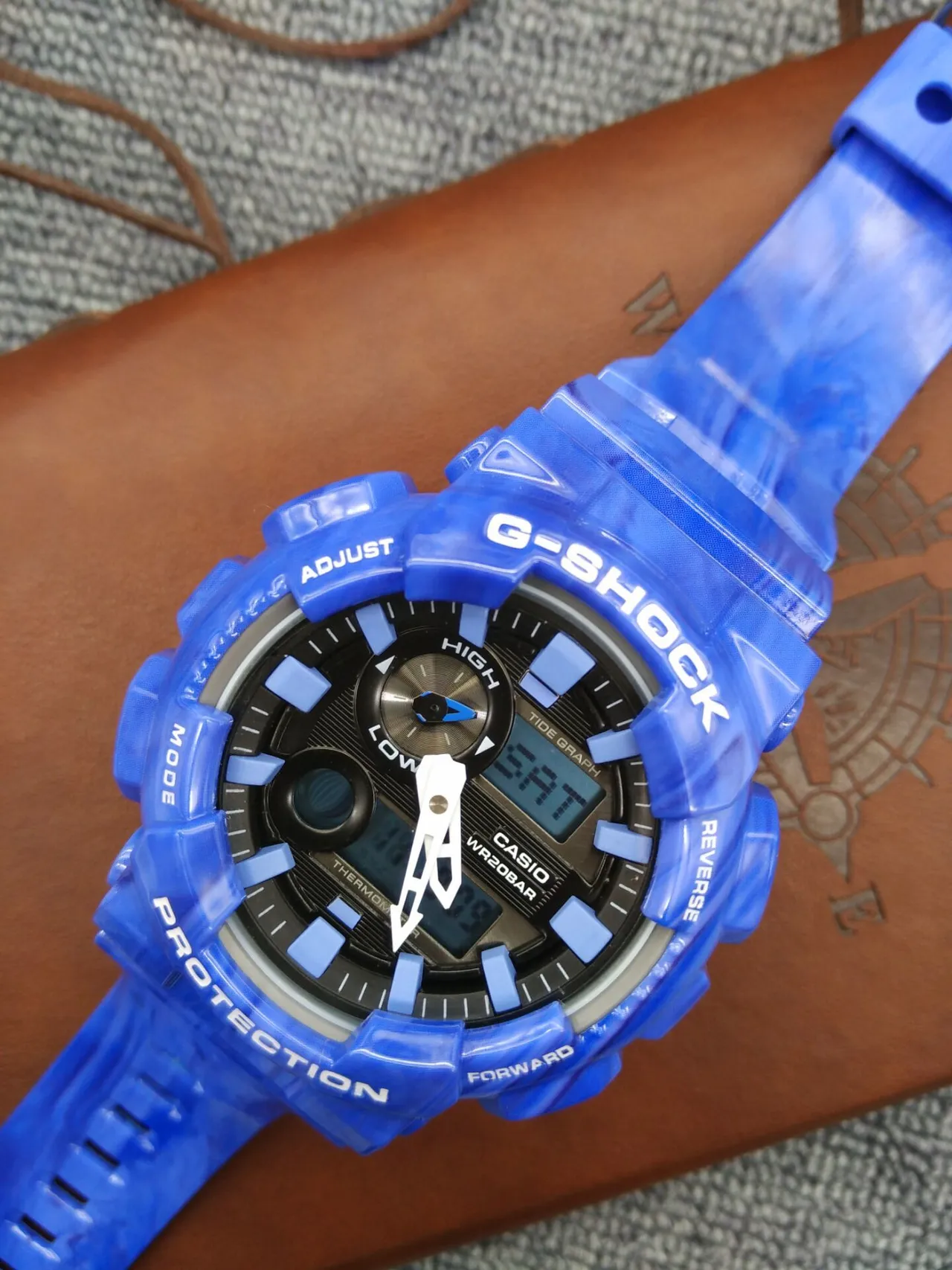 Casio G-Shock GA-100 Série Relógio Esportivo Azul Translúcido 12