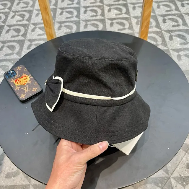Celine Chapéu de Balde Preto de Algodão Tecido 8