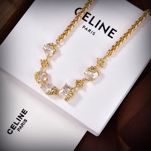 Celine Collier chaîne motif cristal doré 4