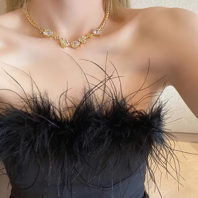 Celine Collier chaîne motif cristal doré 5