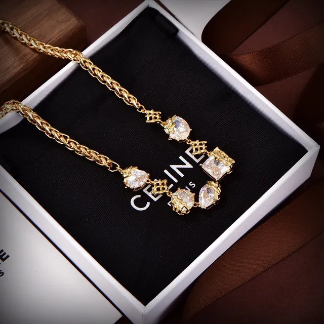 Celine Collier chaîne motif cristal doré 6