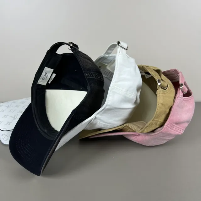 Celine Script Logo Cap Black White Distressed Denim Embroidery Baseball Cap 2