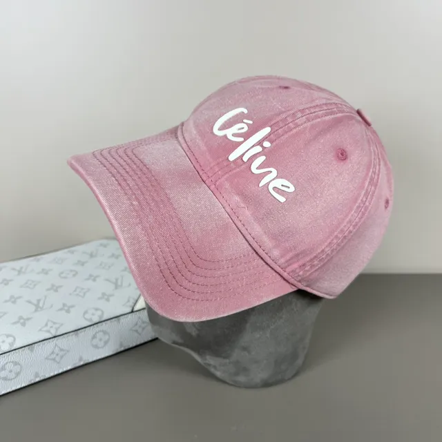 Celine Script Logo Cap Black White Distressed Denim Embroidery Baseball Cap 6