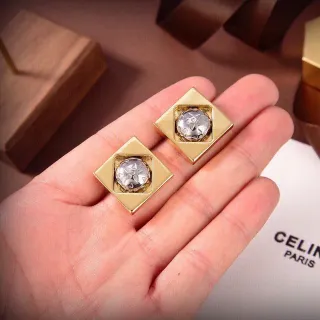 Celine Boucles d'oreilles carrées facettées bicolores