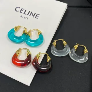 Celine Transparent Gold Crescent-Shaped Translucent Resin Earrings