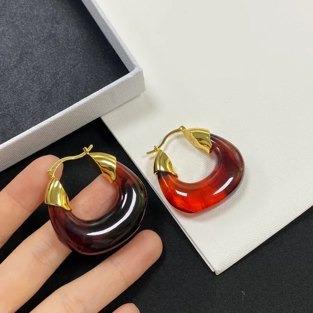 Celine Transparent Gold Crescent-Shaped Translucent Resin Earrings 3