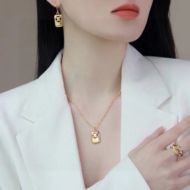 Celine Triomphe Gold-Tone Logo Cutout Earrings 4