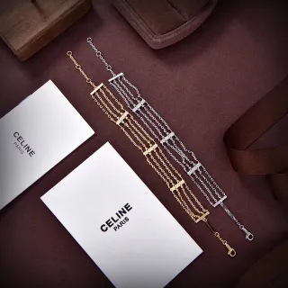 Celine Triomphe Multi-Chain Cross Motif Bracelet