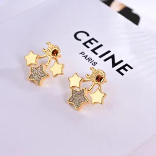 Celine Triple Star Pavé Crystal Gold-Tone Earrings
