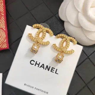 Chanel ফ্যাশন জুয়েলরি চেইন CC ক্রিস্টাল ড্রপ ইয়ারিংস