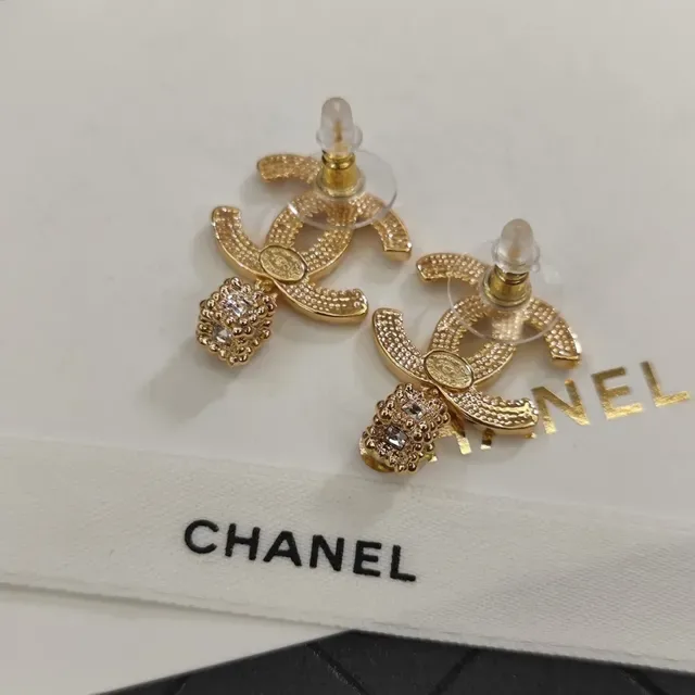 Chanel Bijoux Fantaisie Chaîne CC Cristal Boucles d'oreilles pendantes 3